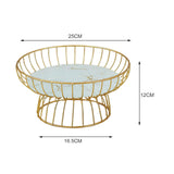 Maxbell Fruit Basket Bread Storage Basket Snacks Vegetable Stand Holder for Tea Bar 25cm Glass Bottom