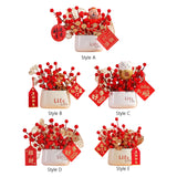 Maxbell Red Berries Bouquet Flower Arrangement Potted Plants for New Year Decoration Style A