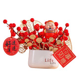 Maxbell Red Berries Bouquet Flower Arrangement Potted Plants for New Year Decoration Style A