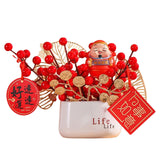 Maxbell Red Berries Bouquet Flower Arrangement Potted Plants for New Year Decoration Style A