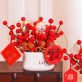 Maxbell Red Berries Bouquet Flower Arrangement Potted Plants for New Year Decoration Style A