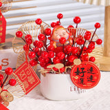 Maxbell Red Berries Bouquet Flower Arrangement Potted Plants for New Year Decoration Style A