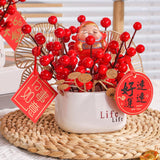 Maxbell Red Berries Bouquet Flower Arrangement Potted Plants for New Year Decoration Style A