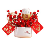 Maxbell Red Berries Bouquet Flower Arrangement Potted Plants for New Year Decoration Style C