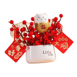 Maxbell Red Berries Bouquet Flower Arrangement Potted Plants for New Year Decoration Style C