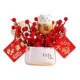 Maxbell Red Berries Bouquet Flower Arrangement Potted Plants for New Year Decoration Style C