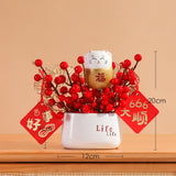 Maxbell Red Berries Bouquet Flower Arrangement Potted Plants for New Year Decoration Style C