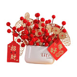 Maxbell Red Berries Bouquet Flower Arrangement Potted Plants for New Year Decoration Style D