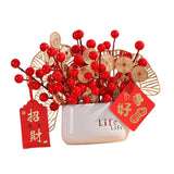 Maxbell Red Berries Bouquet Flower Arrangement Potted Plants for New Year Decoration Style D