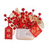 Maxbell Red Berries Bouquet Flower Arrangement Potted Plants for New Year Decoration Style D