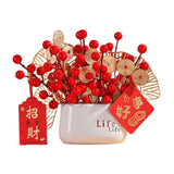 Maxbell Red Berries Bouquet Flower Arrangement Potted Plants for New Year Decoration Style D