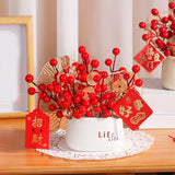 Maxbell Red Berries Bouquet Flower Arrangement Potted Plants for New Year Decoration Style D