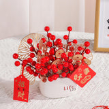 Maxbell Red Berries Bouquet Flower Arrangement Potted Plants for New Year Decoration Style D