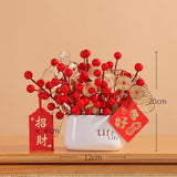 Maxbell Red Berries Bouquet Flower Arrangement Potted Plants for New Year Decoration Style D