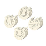 Maxbell Unfinished Wooden Horseshoe Slices Polished Surfaces for Party Decoration 24 Pieces