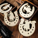 Maxbell Unfinished Wooden Horseshoe Slices Polished Surfaces for Party Decoration 48 Pieces