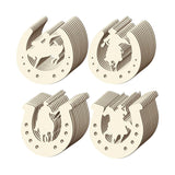 Maxbell Unfinished Wooden Horseshoe Slices Polished Surfaces for Party Decoration 48 Pieces