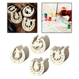 Maxbell Unfinished Wooden Horseshoe Slices Polished Surfaces for Party Decoration 48 Pieces