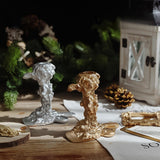 Maxbell Vintage Style Pillar Candle Holder Candlestick for Table Centerpiece Holiday Aureate
