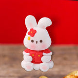 Maxbell Miniature Bunny Figurines Ornament for Shelf Decoration Cake Topper Decor Style E