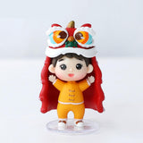 Maxbell Small Chinese Doll Figurine Crafts for Desktop Decor Cake Topper Decor Boy