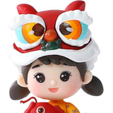 Maxbell Small Chinese Doll Figurine Crafts for Desktop Decor Cake Topper Decor Girl