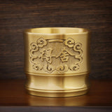 Maxbell Brass Cup Sculpted Water Cup Antique Tea Mug Ornament for Desktop Decor