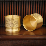 Maxbell Brass Cup Sculpted Water Cup Antique Tea Mug Ornament for Desktop Decor