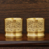 Maxbell Brass Cup Sculpted Water Cup Antique Tea Mug Ornament for Desktop Decor