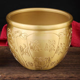 Maxbell Brass Feng Shui Bowl Money Jar Fortune Cylinder for Party Desktop Decor