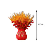 Maxbell Chinese Bag Shape Dried Flower Vase Pot Desktop Bonsai Ornament for Events Red