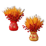 Maxbell Chinese Bag Shape Dried Flower Vase Pot Desktop Bonsai Ornament for Events Red
