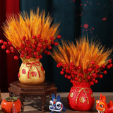 Maxbell Chinese Bag Shape Dried Flower Vase Pot Desktop Bonsai Ornament for Events Red