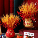 Maxbell Chinese Bag Shape Dried Flower Vase Pot Desktop Bonsai Ornament for Events Red