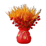 Maxbell Chinese Bag Shape Dried Flower Vase Pot Desktop Bonsai Ornament for Events Red