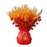 Maxbell Chinese Bag Shape Dried Flower Vase Pot Desktop Bonsai Ornament for Events Red