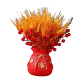 Maxbell Chinese Bag Shape Dried Flower Vase Pot Desktop Bonsai Ornament for Events Red