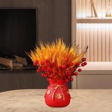 Maxbell Chinese Bag Shape Dried Flower Vase Pot Desktop Bonsai Ornament for Events Red