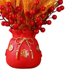 Maxbell Chinese Bag Shape Dried Flower Vase Pot Desktop Bonsai Ornament for Events Red