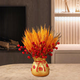 Maxbell Chinese Bag Shape Dried Flower Vase Pot Desktop Bonsai Ornament for Events Aureate