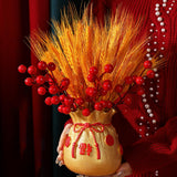 Maxbell Chinese Bag Shape Dried Flower Vase Pot Desktop Bonsai Ornament for Events Aureate