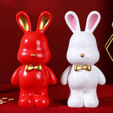 Maxbell Money Box Animal Bunny Figurines Rabbit Piggy Bank for Adults and Kids red