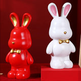 Maxbell Money Box Animal Bunny Figurines Rabbit Piggy Bank for Adults and Kids red