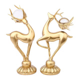 Maxbell 2x Modern Deer Figurines Reindeer Sculptures Animal Couple Elk Resin Statues
