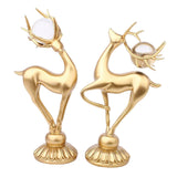 Maxbell 2x Modern Deer Figurines Reindeer Sculptures Animal Couple Elk Resin Statues