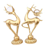 Maxbell 2x Modern Deer Figurines Reindeer Sculptures Animal Couple Elk Resin Statues