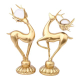 Maxbell 2x Modern Deer Figurines Reindeer Sculptures Animal Couple Elk Resin Statues