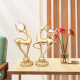 Maxbell 2x Modern Deer Figurines Reindeer Sculptures Animal Couple Elk Resin Statues