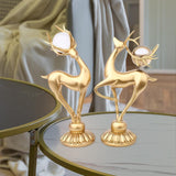 Maxbell 2x Modern Deer Figurines Reindeer Sculptures Animal Couple Elk Resin Statues