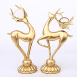 Maxbell 2x Modern Deer Figurines Reindeer Sculptures Animal Couple Elk Resin Statues